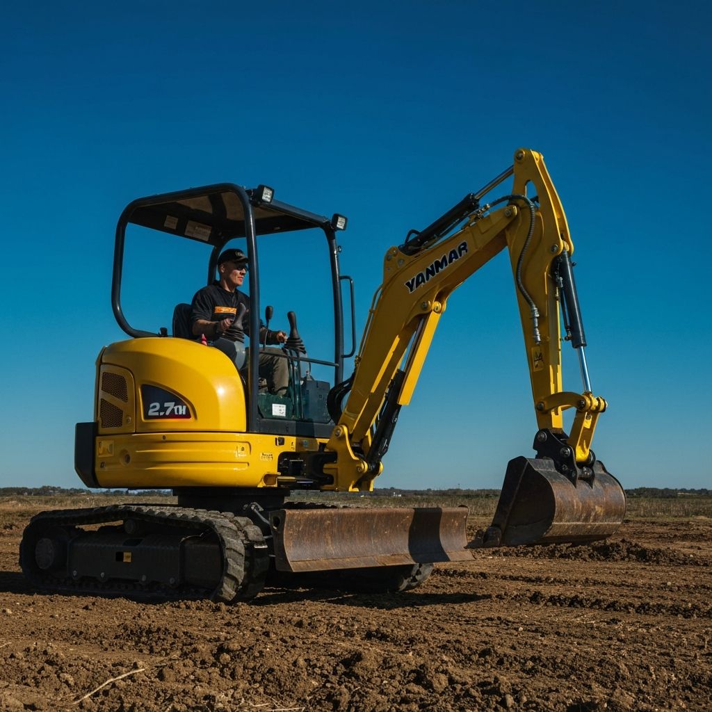 Mini-pelle Yanmar sur chantier